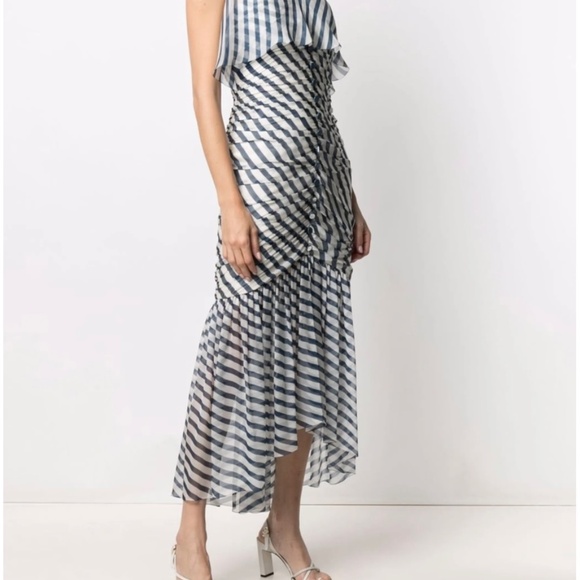 Chanel 2008 ruched striped dress size 38 in navy blue and white - Picture 3 of 6